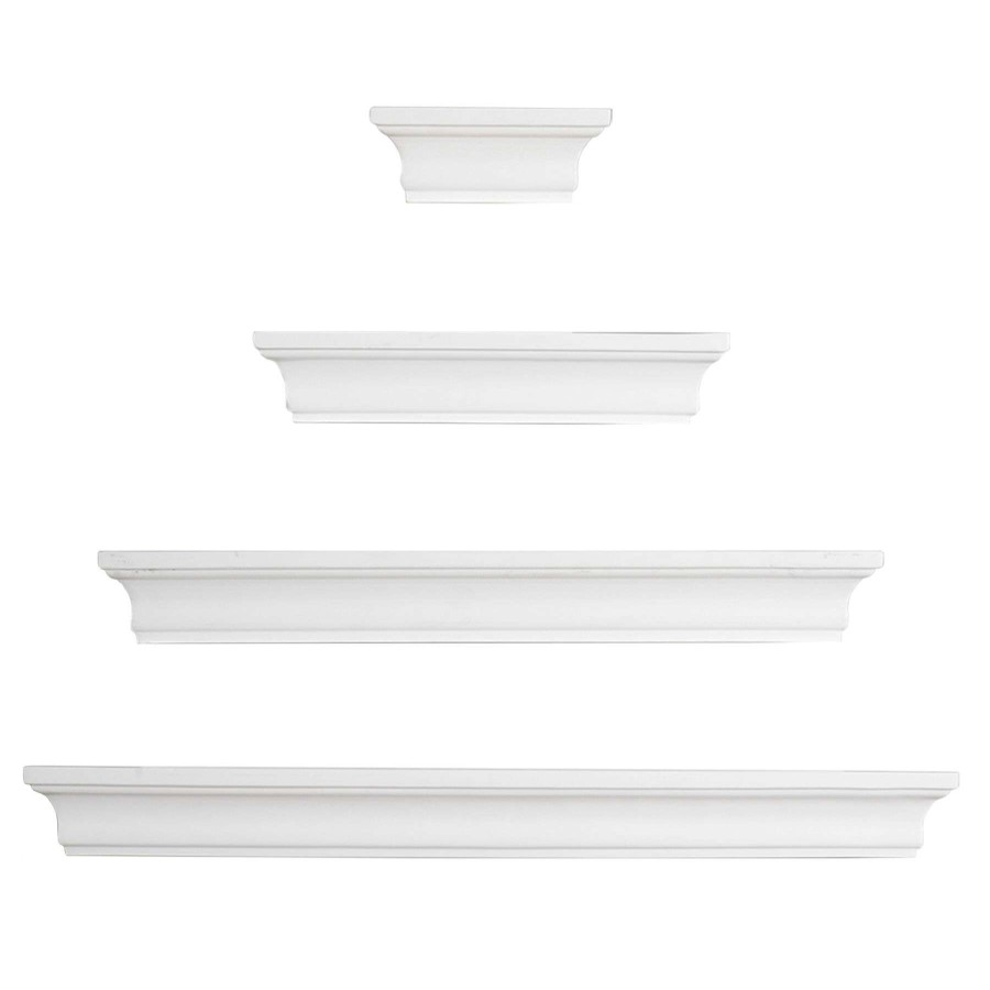 Wall Accents * | Kate White Wood 4-Piece Ledge Set Special Design