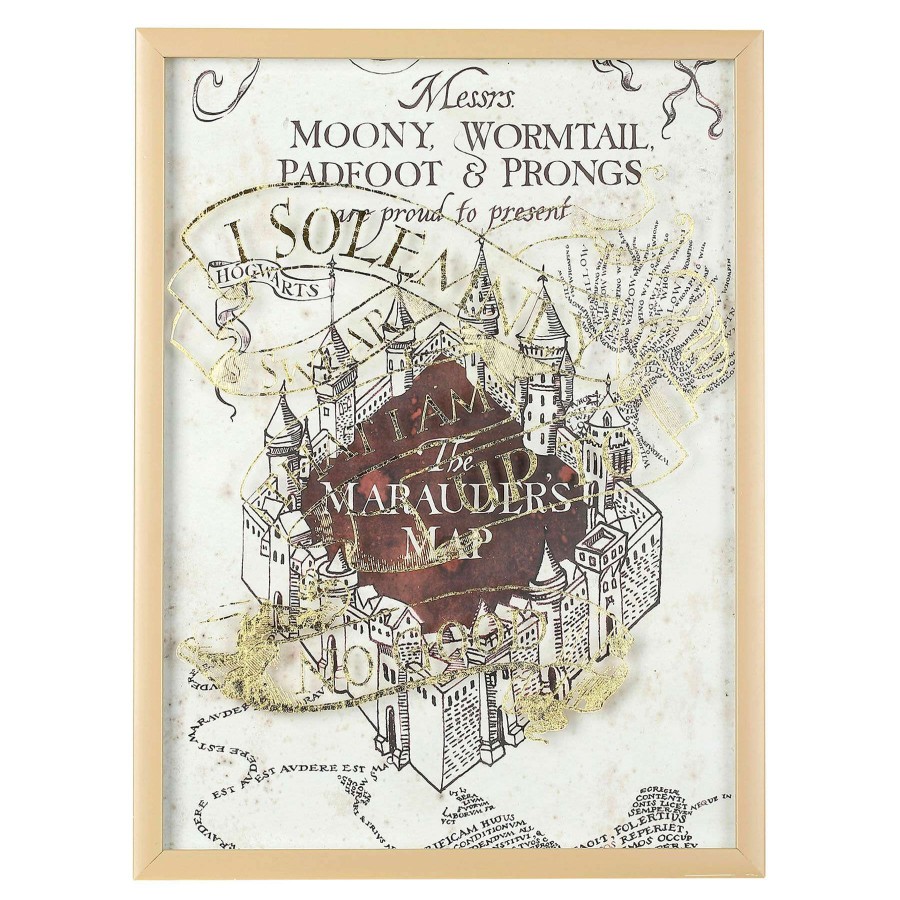 Wall Art * | 15X20 Harry Potter Marauders Map Printed Glass Wall Art Fire Sale