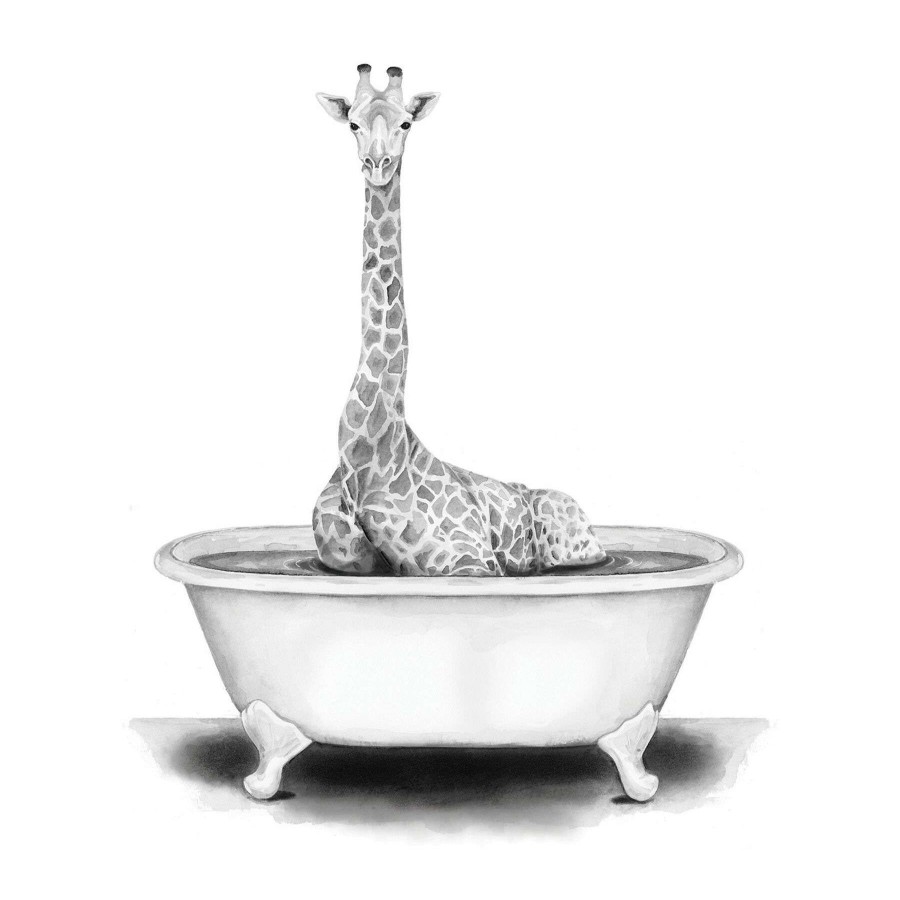 Wall Art * | Giraffe In Bathtub Canvas Wall Art, 12 16 Excellent