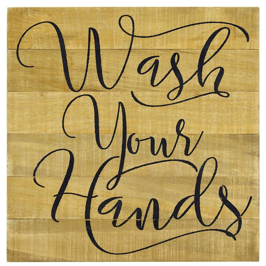 Wall Art * | 12X12 Wash Your Hands Wood Wall Art For Sale