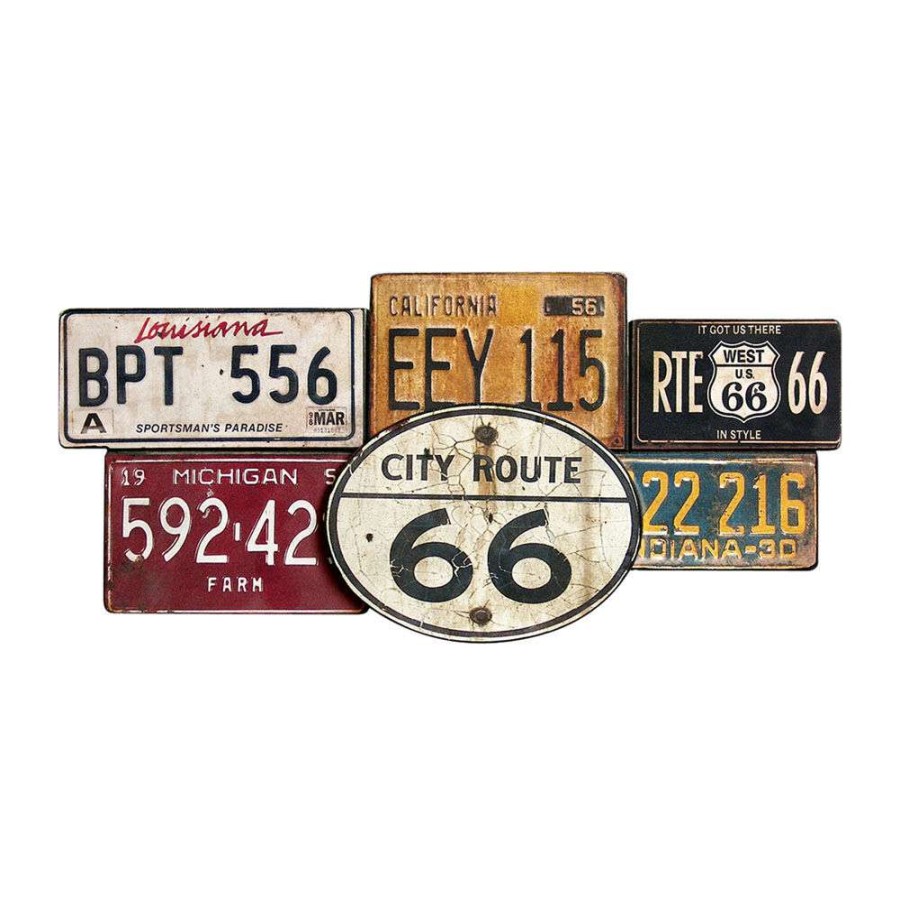 Wall Art * | 26X12 Metal Wood License Plate Wall Sign Shoping Model