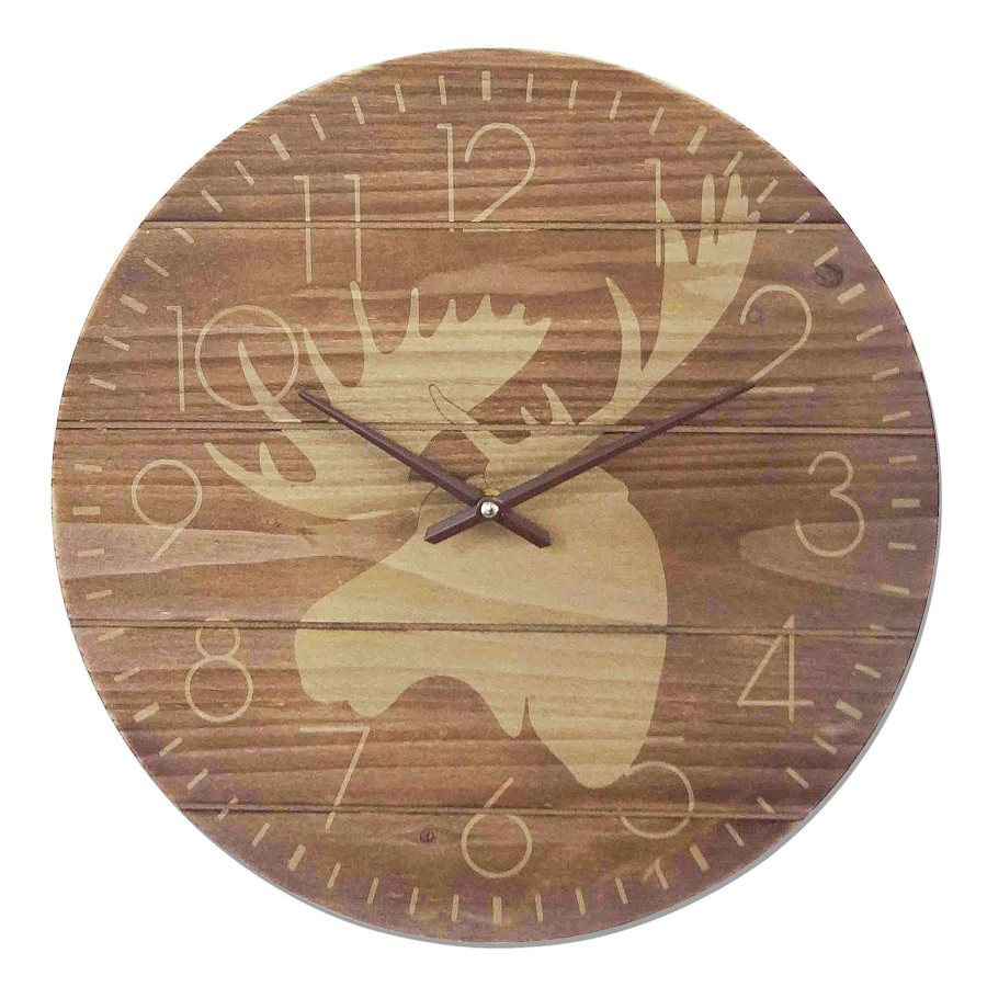 Clocks * | Ty Pennington Wooden Deer Wall Clock, 16 Excellent