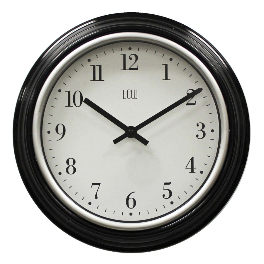 Clocks * | 12In. Black/Silver Basic Round Wall Clock Attractive Model