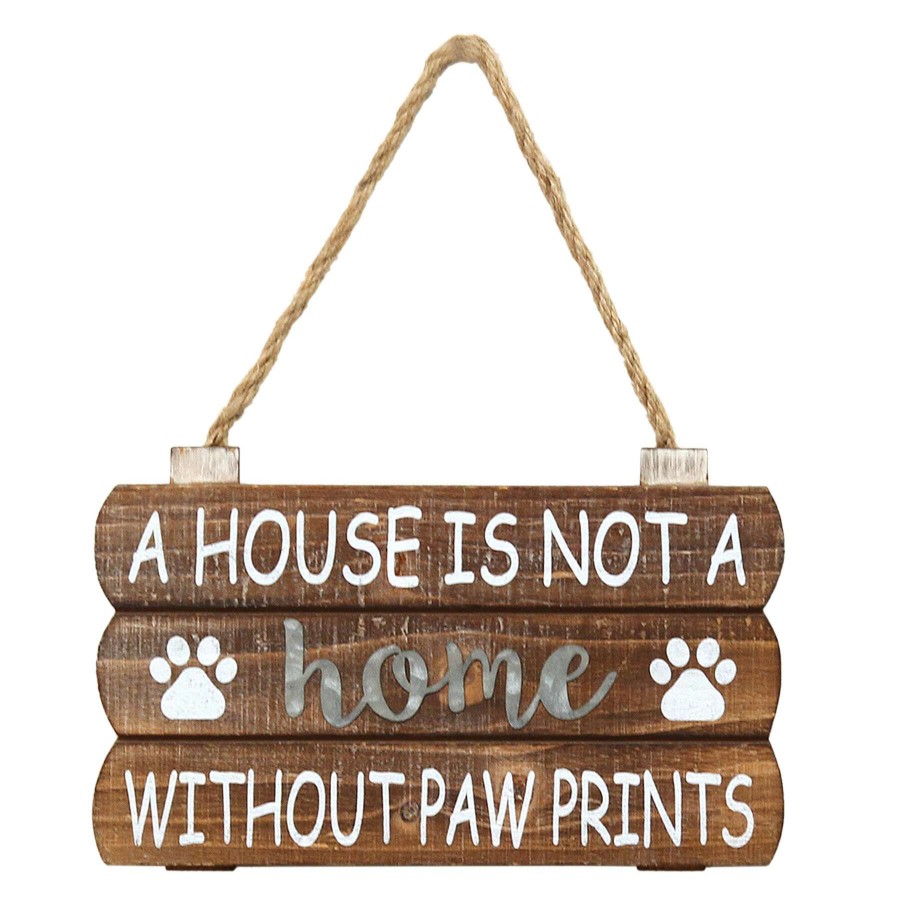 Wall Art * | 10X6 A House Is Not A Home Without Paw Prints Planked Wood Hanging Wall Art Special Design