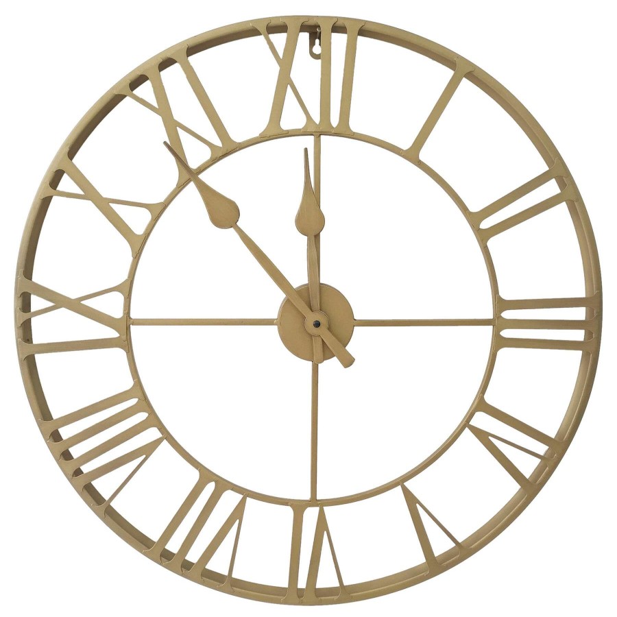 Clocks * | 24In. Brass Round Metal Clock Shoping Model