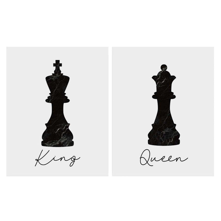 Wall Art * | 8X10 2Pc Chess King And Queen Canvas Wall Art Sale Online