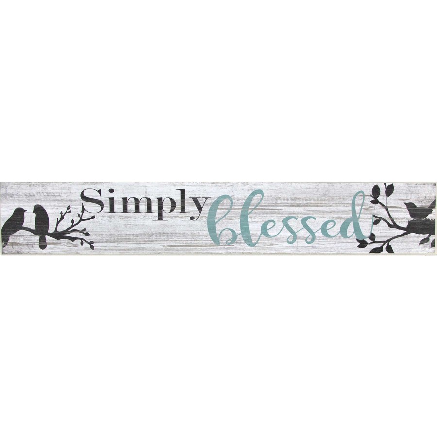 Wall Art * | 6X36 Simply Blessed Textured Wood Plaque Superior Style