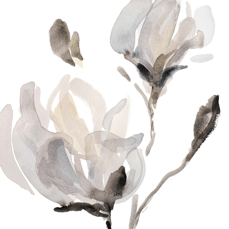 Wall Art * | Tonal Magnolias Embellished Canvas Wall Art, 16 Competitive Price