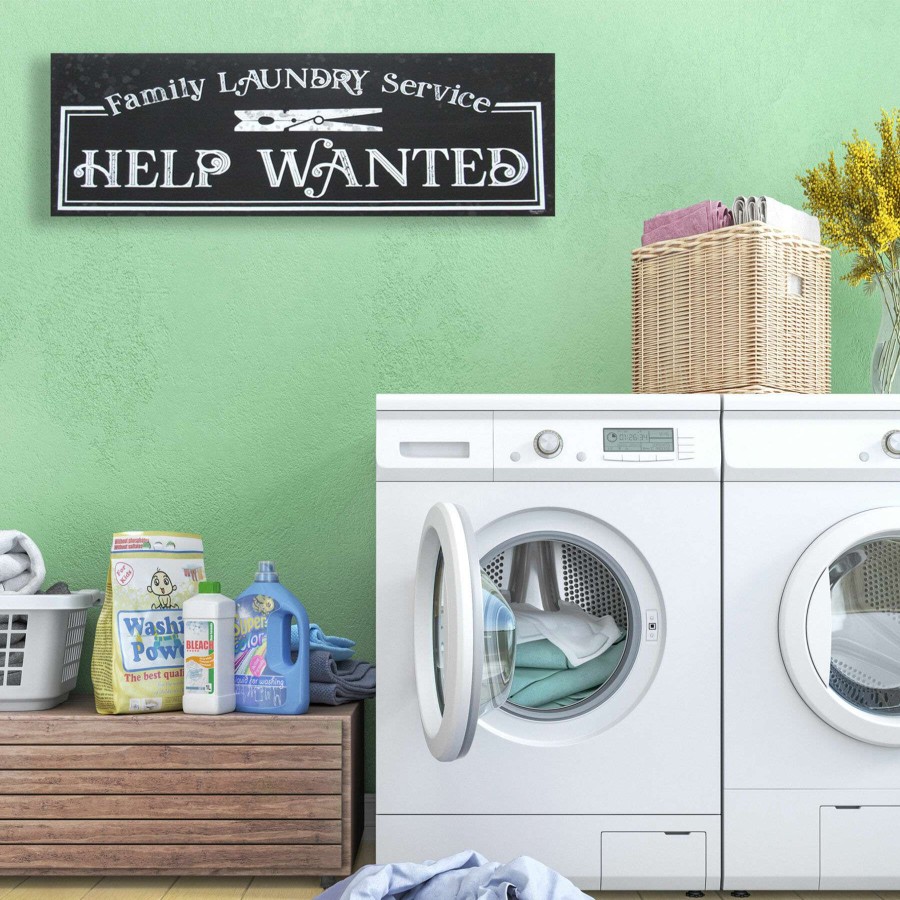 Wall Art * | 36X12 Laundry Room Humor Ii Help Wanted Canvas Art Excellent