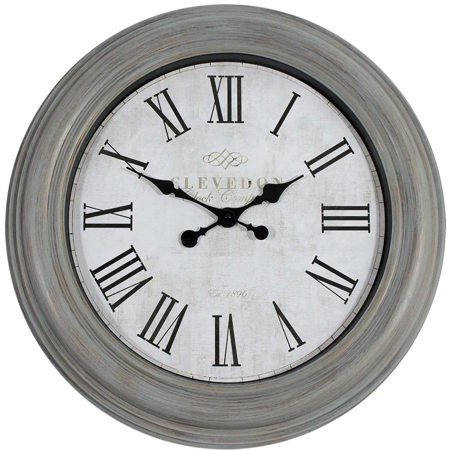 Clocks * | 24X24 Grey Distressed Clock With Roman Numerals Delicate Design