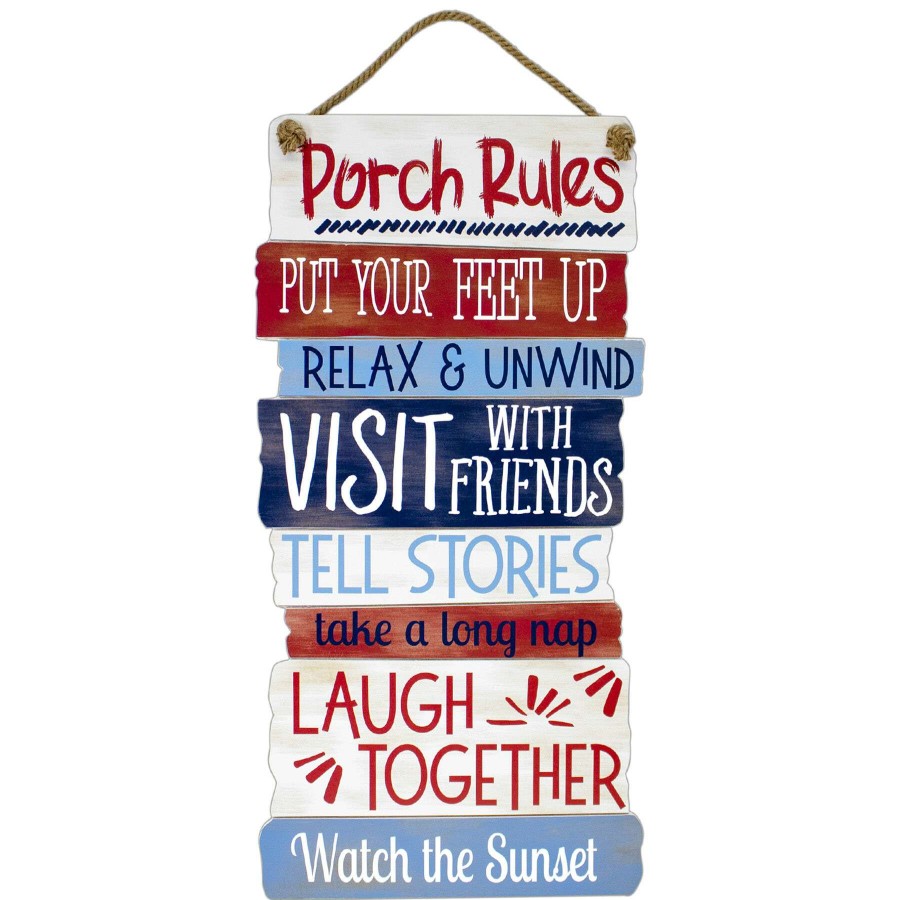 Wall Art * | Americana Porch Rules Sign, 15 30 Affordable Price