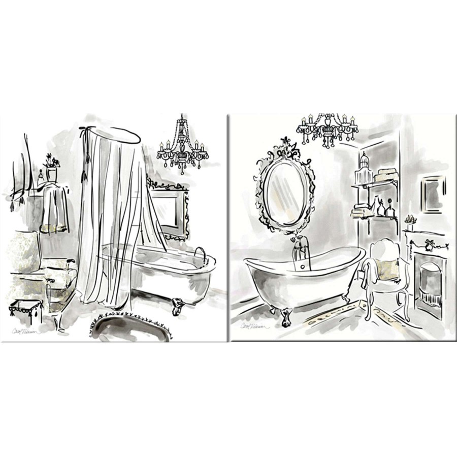 Wall Art * | 2-Piece 12 Bathroom Canvas Wall Art Typical Style