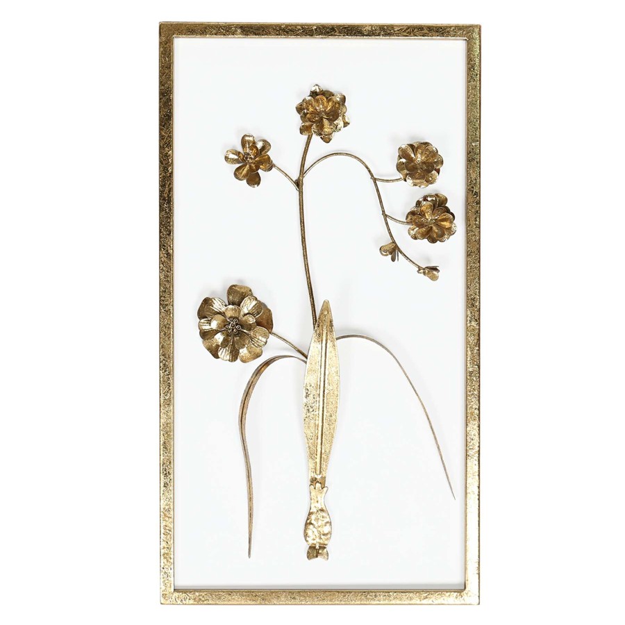 Wall Art * | Grace Mitchell Gold Metal Floral Wall Art, 10 18 Wholesale