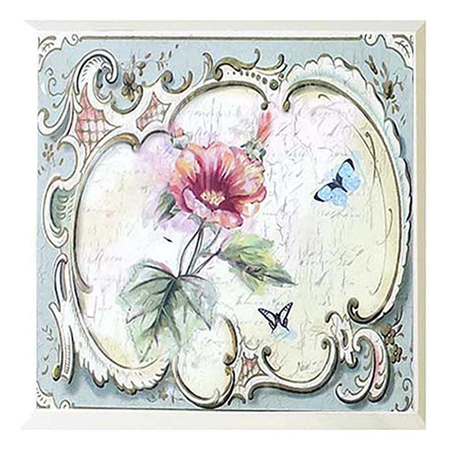 Wall Art * | 8X8 3-Pc Antique Floral Art Wood Plaques Promotion