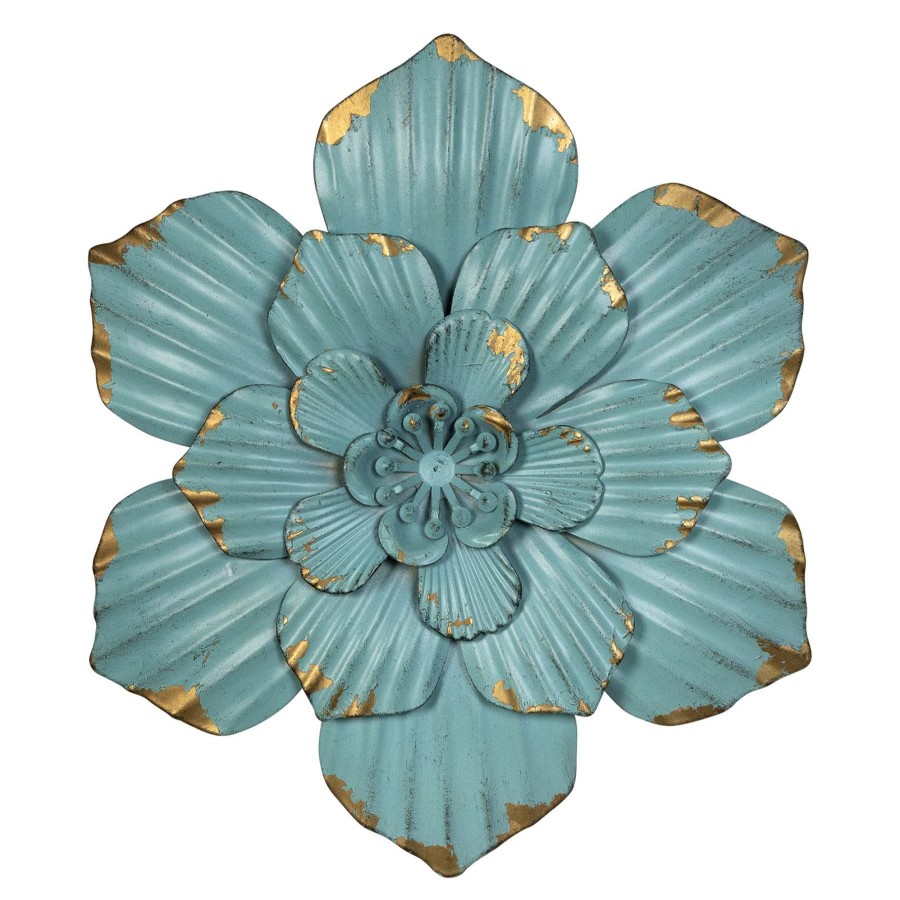 Wall Art * | 6X6 Blue Metal Flower Excellent