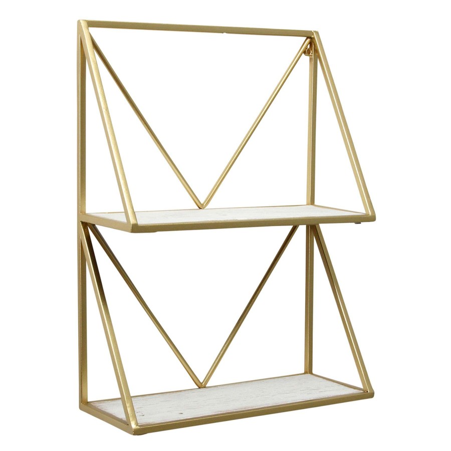 Wall Accents * | 12X16 Two Tier Metal/Wood Shelf Sale Online