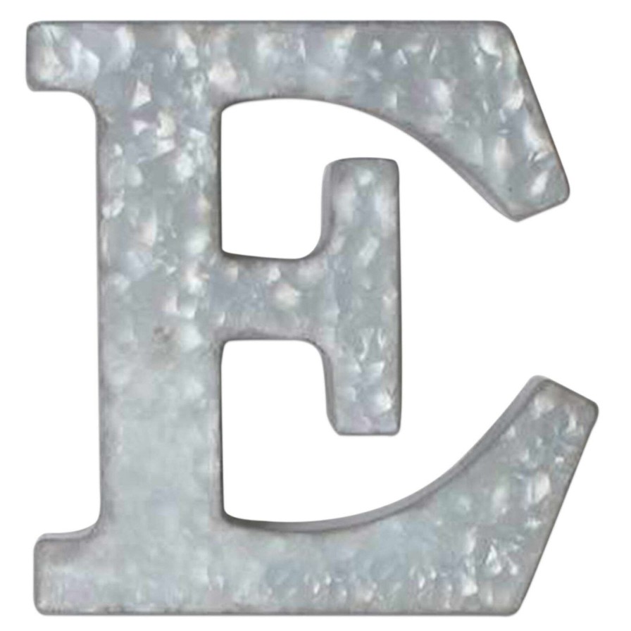 Wall Art * | 12In. Galvanized Metal Monogram E Special Design