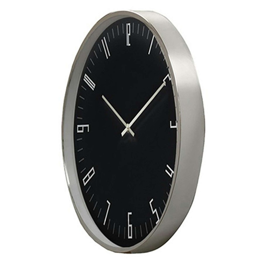 Clocks * | 14D Chrome Black Accent Clock Classical Style