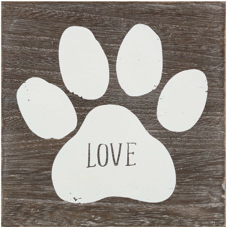 Wall Art * | 6X6 Greywash With White Paw And Love Printed Sentiment Block Shoping Model