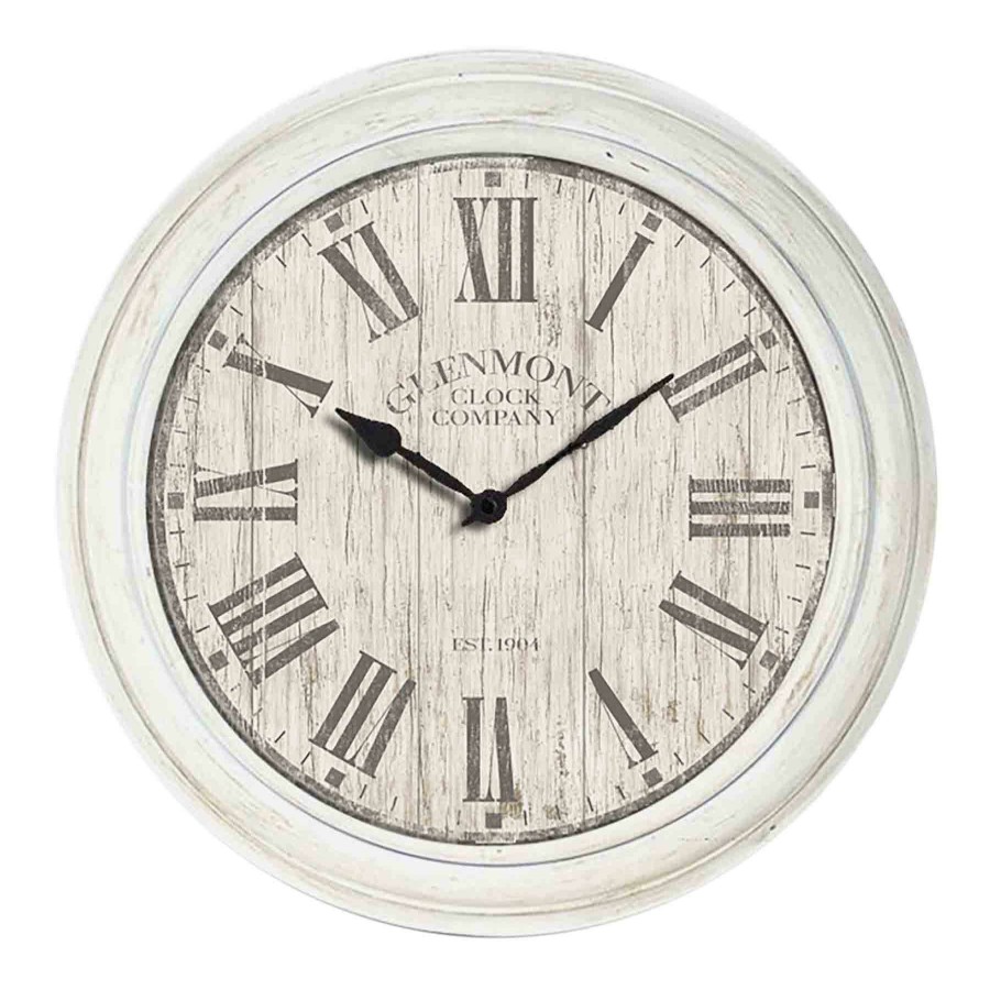 Clocks * | Ac 16In Wht Wash Roman Numeral Superior Style