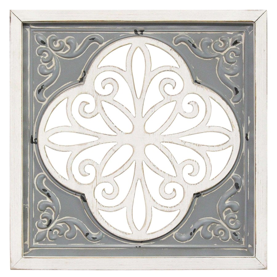 Wall Art * | Embossed Metal/Wood Medallion Wall Decor, 16 16 Sale Online