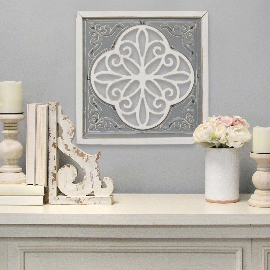 Wall Art * | Embossed Metal/Wood Medallion Wall Decor, 16 16 Sale Online