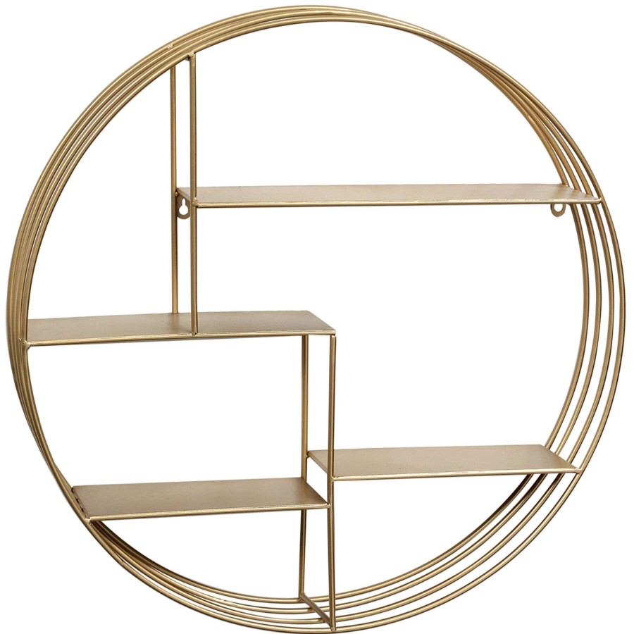 Wall Accents * | Gold Metal Round Wall Shelf, 24 Shoping Model