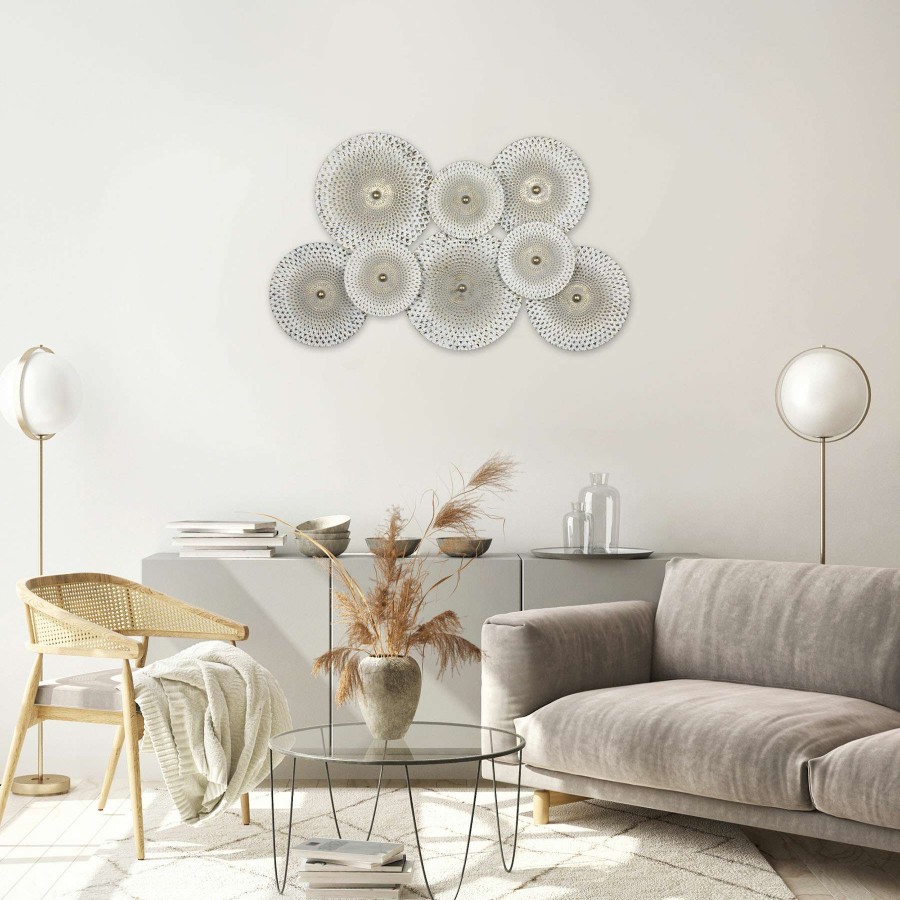 Wall Art * | White Metal Plates Centerpiece, 41 24 Fantastic Model