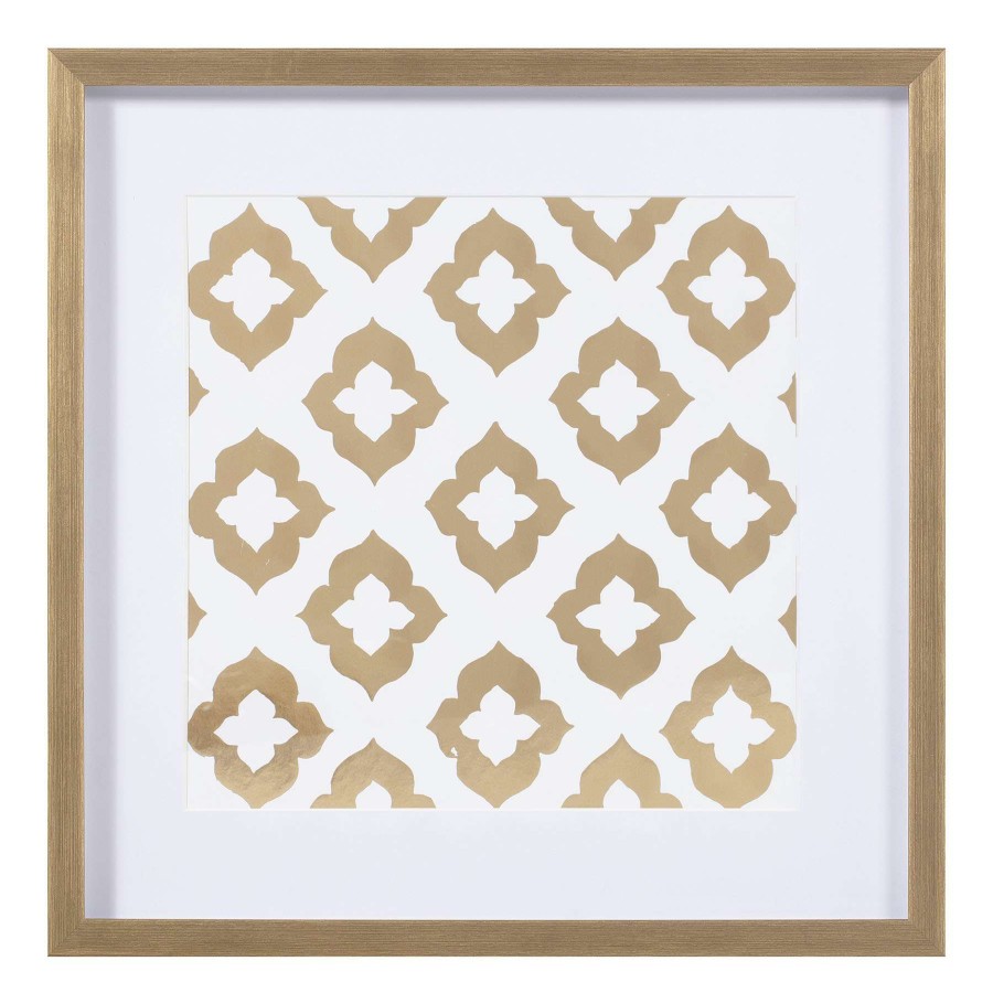 Wall Art * | Tracey Boyd 16X16 Gold Ikat Print Under Glass At Discount Prices