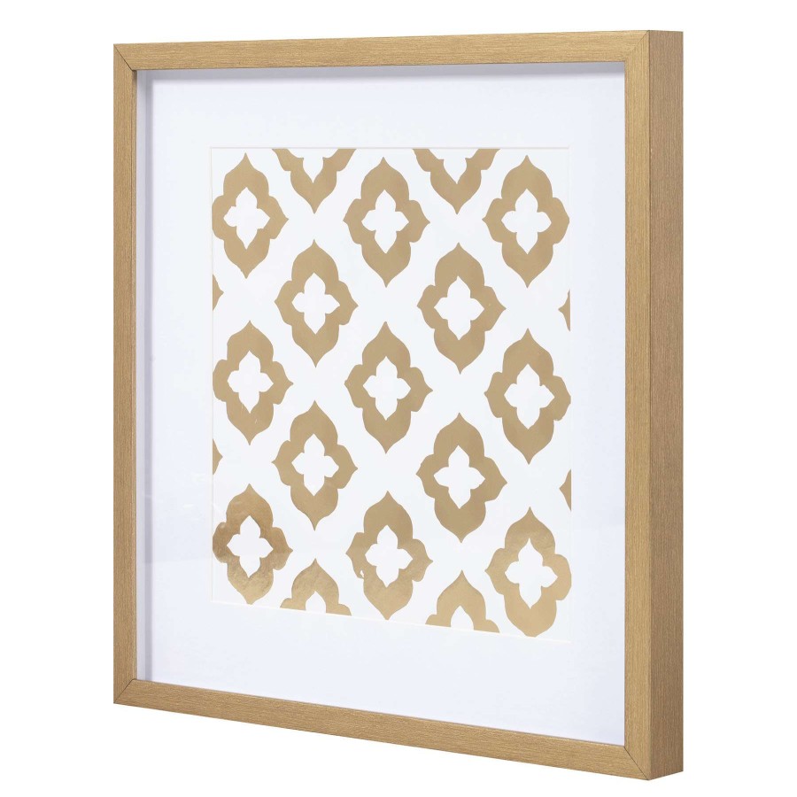 Wall Art * | Tracey Boyd 16X16 Gold Ikat Print Under Glass At Discount Prices