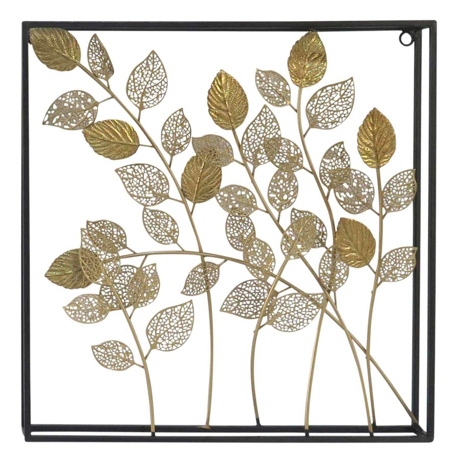 Wall Art * | Metal Gold Leaves Wall Art, 16 16 Superior Style