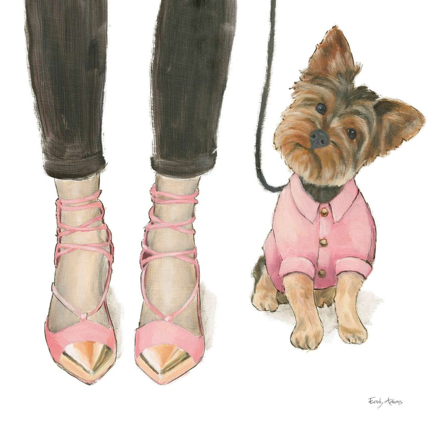 Wall Art * | Fashion Pink Heels With Dog Canvas Wall Art, 12 Original Model