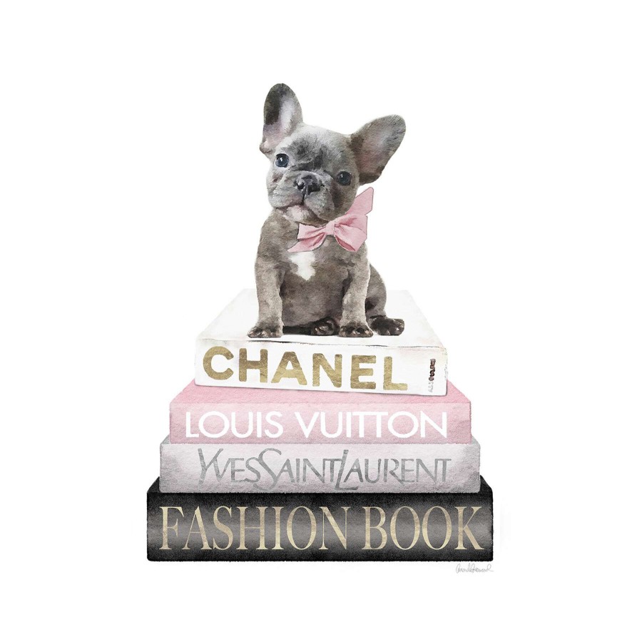 Wall Art * | Fashion Bulldog Bookstack Foiled Canvas Wall Art, 12 16 Shop