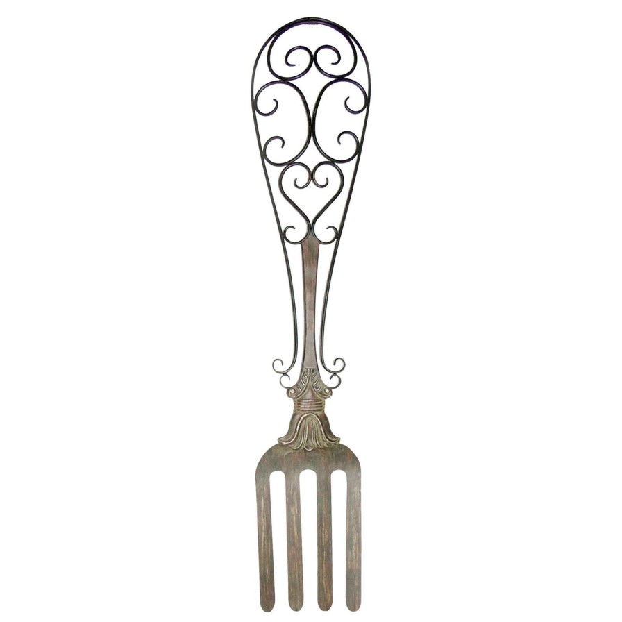 Wall Art * | 12X53 Metal Bronze Spoon And Fork Wall Decor Sale Online