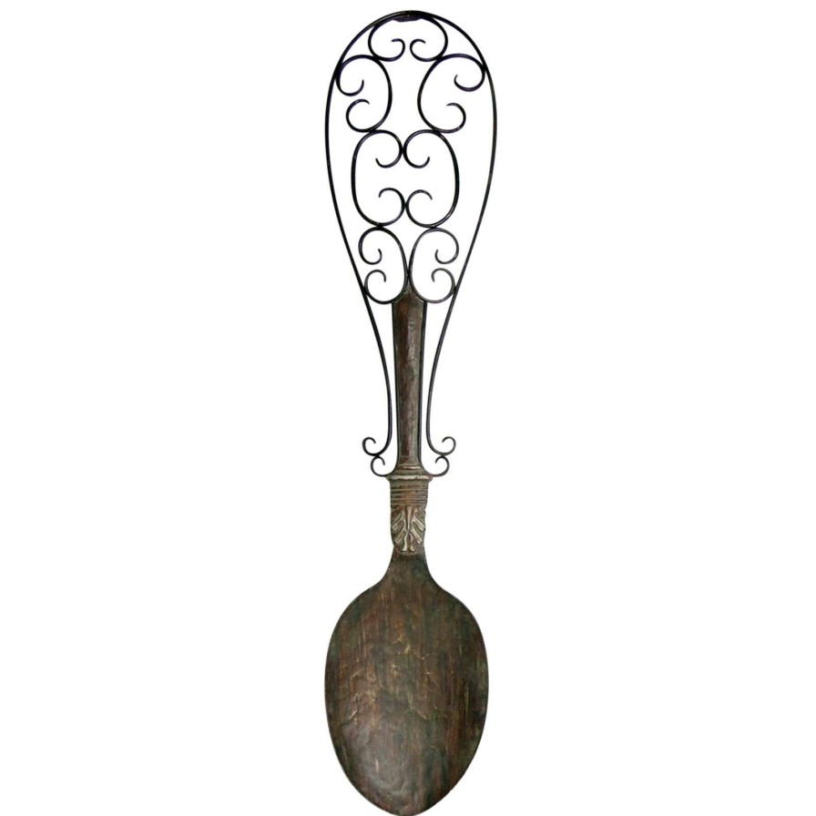 Wall Art * | 12X53 Metal Bronze Spoon And Fork Wall Decor Sale Online