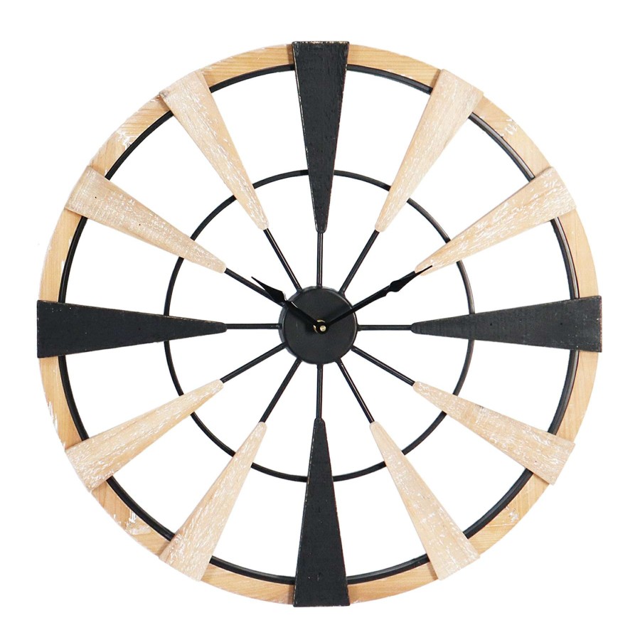 Clocks * | Ty Pennington 24D Round Wood Dartboard Clock Fire Sale