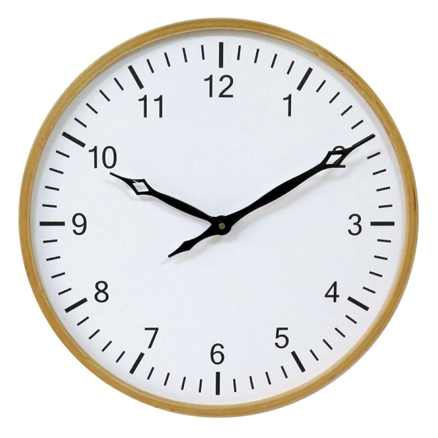 Clocks * | Wood & Metal Round Wall Clock, 16 Latest Fashion