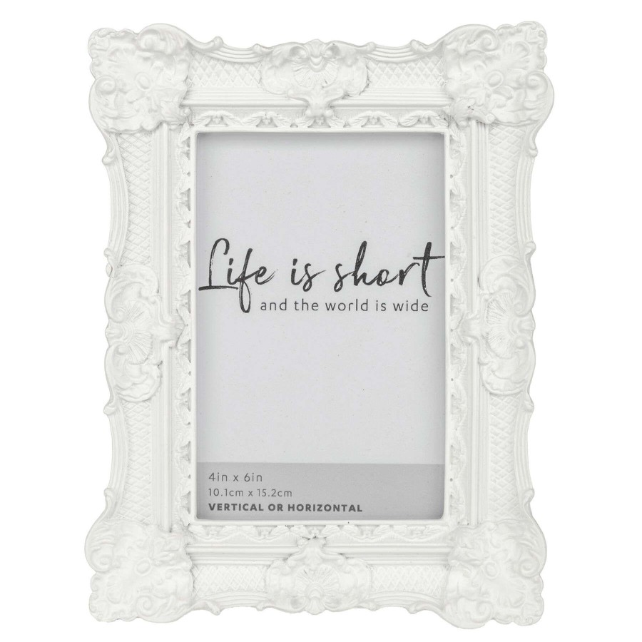 Tabletop Frames * | 4X6 White Ornate Resin Tabletop Photo Frame For Sale