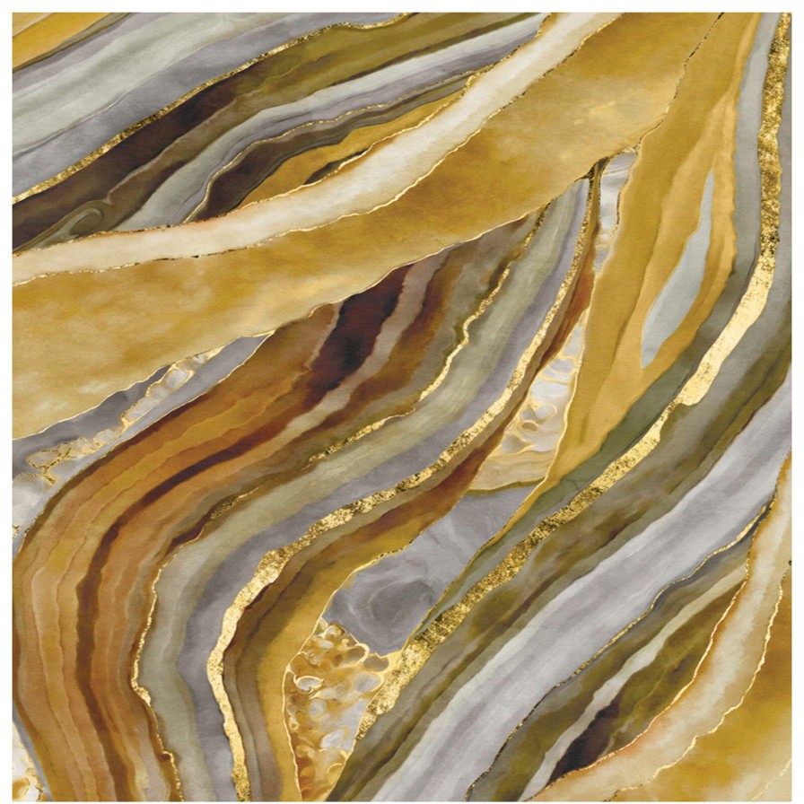 Wall Art * | Abstract Petrified Gold Canvas Wall Art, 24 36 Special Design