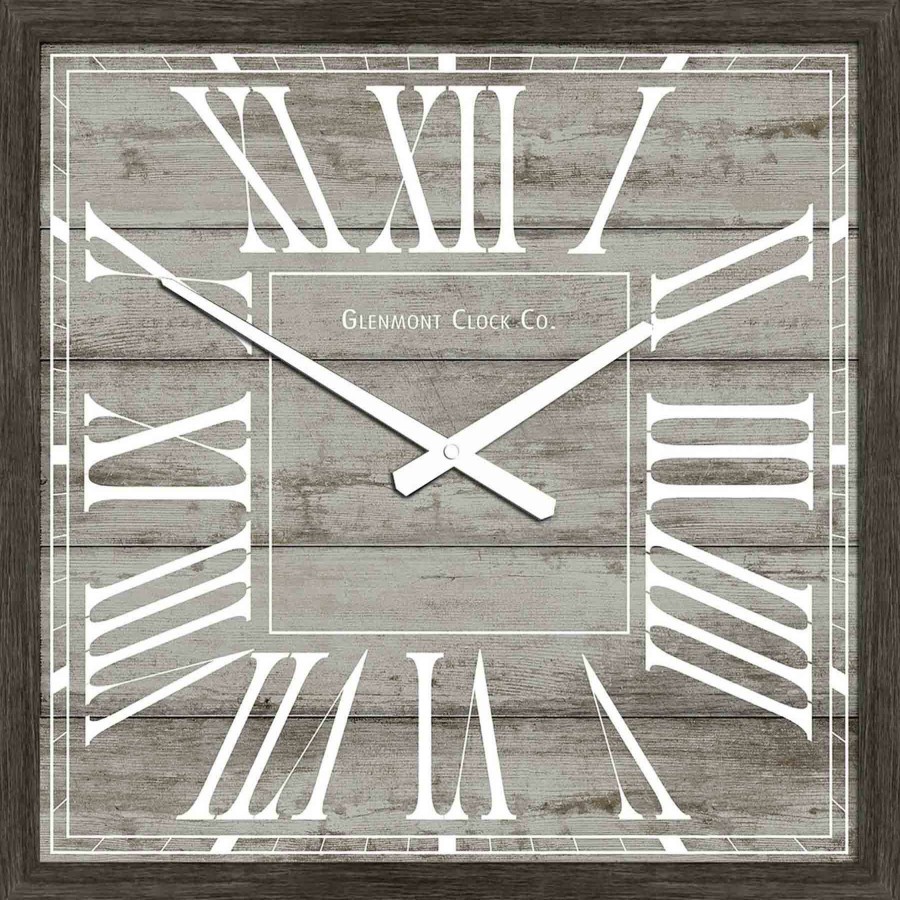 Clocks * | 40X40 Sq Grey Woodgrain Clock Special Design