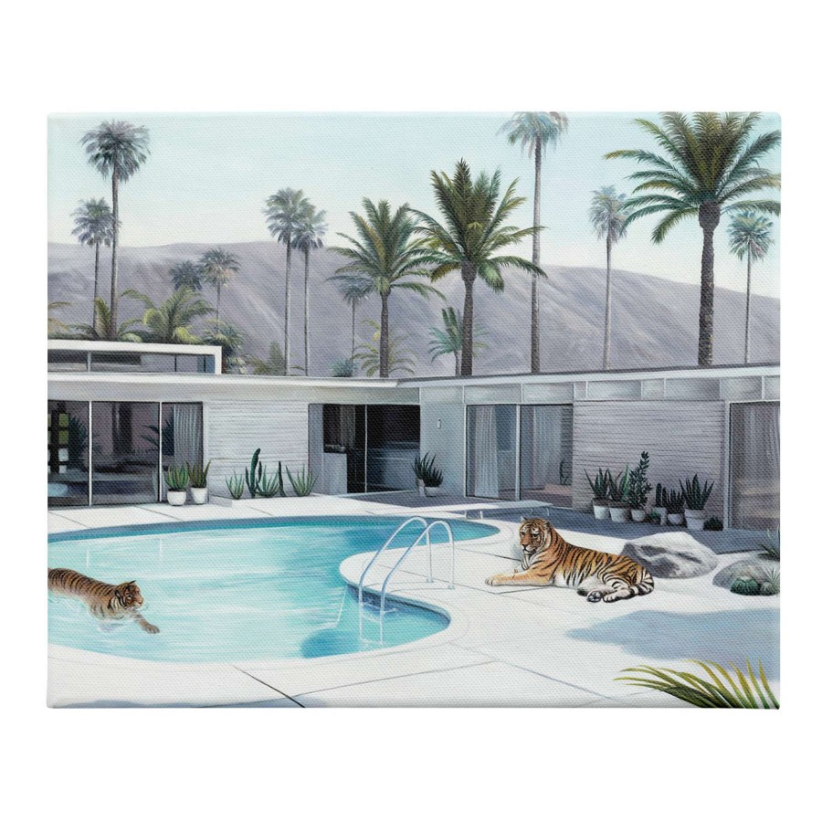 Wall Art * | Tiger Pool & Palms Canvas Wall Art, 18 24 Shoping Model