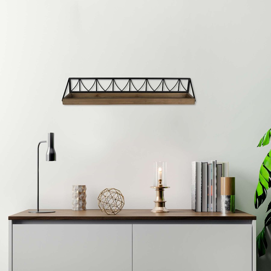 Wall Accents * | Wood & Metal Wall Shelf, 24 5 Fantastic Model