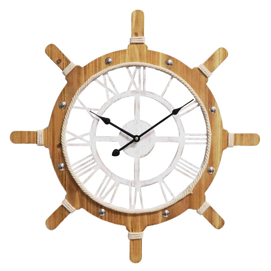 Clocks * | Ty Pennington Wooden Ships Wheel Wall Clock, 24 Shoping Model