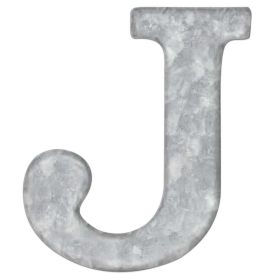 Wall Art * | 12In. Galvanized Metal Monogram J Competitive Price