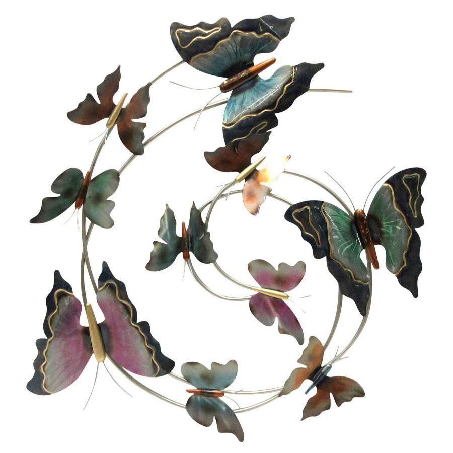 Wall Art * | Metal Swirl Butterflies Wall Art At Lower Price