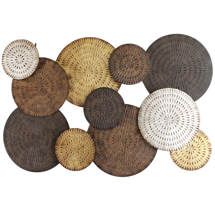 Wall Art * | 47X31 Multi Circle Metal Wall Decor Centerpiece Latest Fashion