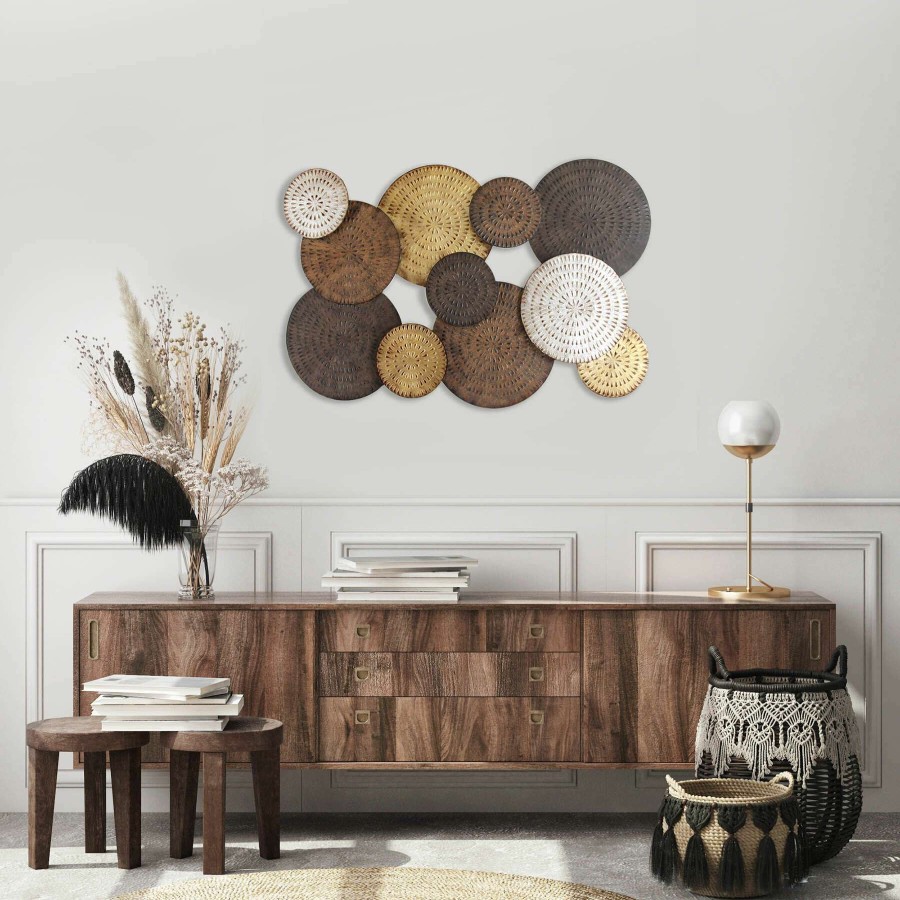 Wall Art * | 47X31 Multi Circle Metal Wall Decor Centerpiece Latest Fashion