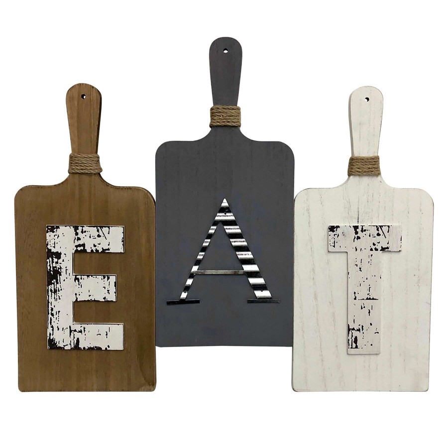 Wall Art * | Eat 3 Serving Board Wood Wall Art, 18 15 Competitive Price