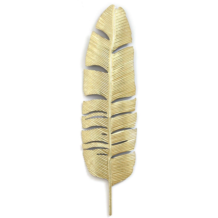 Wall Art * | 8X30 Gold Feather Wall Decor Delicate Design