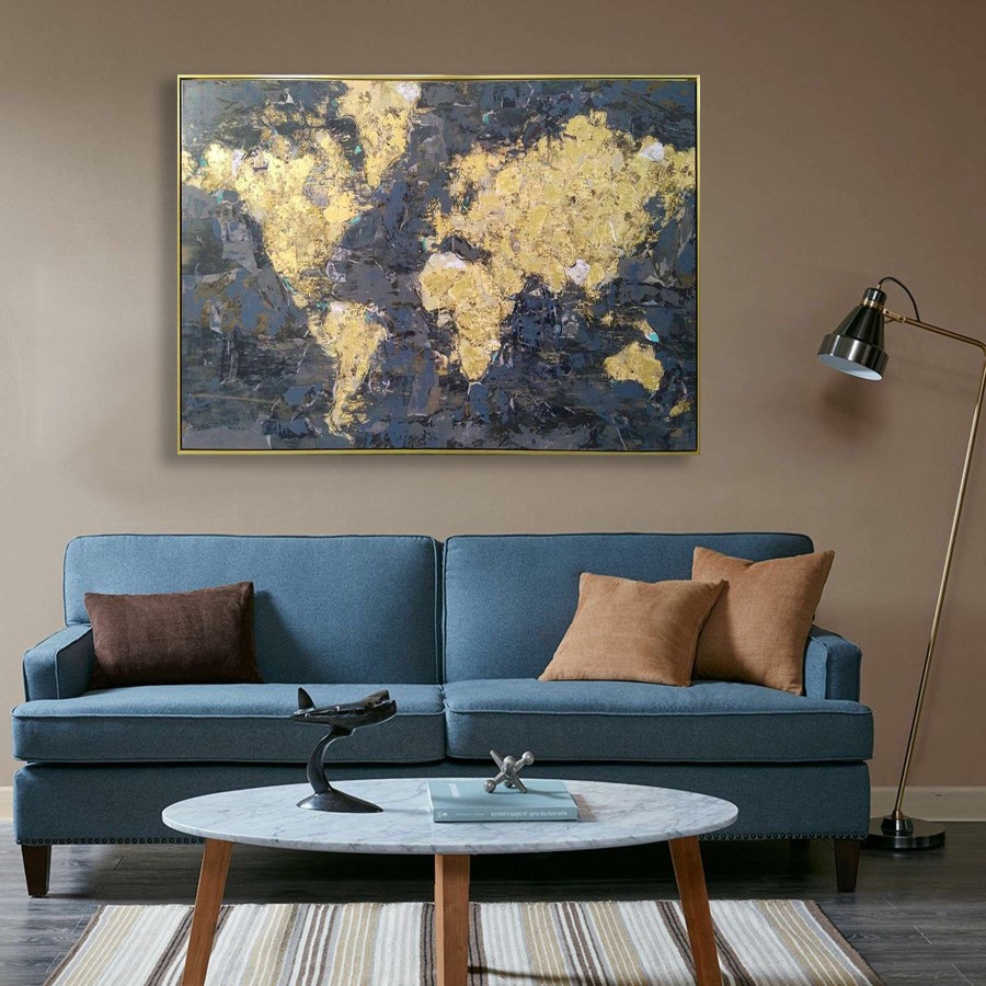 Wall Art * | Foiled Globe Framed Canvas Wall Art, 61 37 Delicate Design